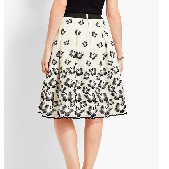 Talbots Organza Size 8 Pleated Skirt Embroidered Butterflies Cocktail Fairygoth - Picture 2 of 9